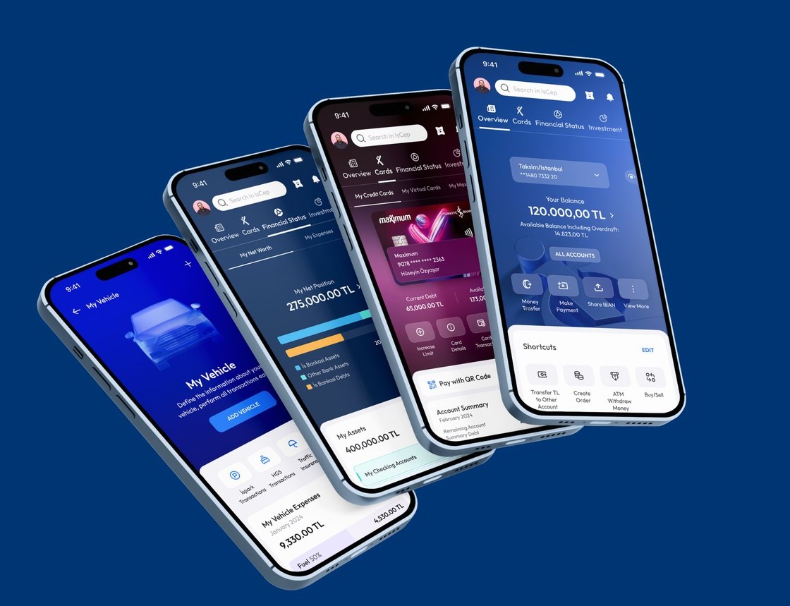İşCep Cards dashboard, redesigned across four screens